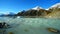 Winter mountain landscape with lake. Tasman glacier, New Zealand