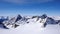 Winter mountain landscape in the Silvretta mountain range in the Swiss Alps between Scuol and Ischgl