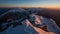 Winter mountain landscape sunset in peak Rozsutec, Time lapse