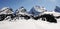 Winter mountain landscape with three impressive peaks