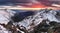 Winter mountain panorama landscape - sunset, Slovakia