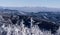 Winter mountain panorama from Lysa hora hill in Moravskoslezske Beskydy mountains in Czech republic