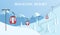 Winter mountain resort vector illustration.