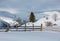 Winter mountain rural snow covered hill slope