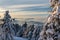 Winter mountain scenery bellow Velka Raca hill in Kysucke Beskydy mountains in Slovakia