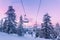 Winter mountains panorama with ski slopes and ski lifts