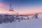 Winter mountains panorama with ski slopes and ski lifts