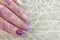 Winter multi-colored lilac pastel manicure