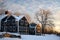 Winter: New England farmhouse in snow