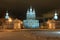 Winter night illuminated view of St-Petersburg.