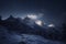 Winter night mountain. Generate Ai
