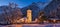 Winter night panorama with snow, Macugnaga village, Italy