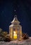 Winter Night Scene of Glowing Lantern