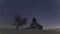 Winter night with small chapel