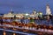 Winter night view of the Moskva River and Moscow Kremlin