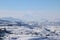 Winter panorama of Armenian mounatians with peak Ararat at the background