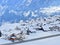 Winter panorama with a fairytale view of the snow-covered alpine village of Lain in the municipality of Vaz-Obervaz