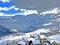 Winter panorama with a fairytale view of the snow-covered alpine village of Lain in the municipality of Vaz-Obervaz