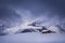 Winter panorama, and isolated chalet in the snow,Mountains Pyrenees, winter scene, France, Ariege