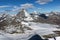 Winter panorama of mount Matterhorn covered with clouds, Alps, Switzerland