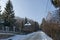 Winter panorama of a part of residential district in the background snowy Vitosha mountain, Simeonovo