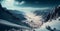 Winter panorama snowy mountains, snow-capped peaks - AI generated image