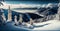 Winter panorama snowy mountains, snow-capped peaks - AI generated image