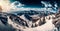 Winter panorama snowy mountains, snow-capped peaks - AI generated image