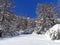 Winter panoramic alps mountain with white snow in frost in France