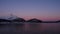 Winter panoramic view of evening mountains and quite fjord at the nothern Norway