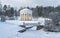 Winter park with rotunda and bridge