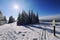 Winter path for skiers frozen landscape. Bohemian