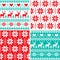 Winter pattern set, Christmas seamless design collection, ugly Xmas jumper style