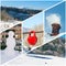 Winter photo collage of a snowman, Smoking chimney, the red padlock in the shape of a heart, riding on a sleigh of children and wi