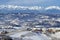 Winter in Piemont, Italy, snowy vineyards