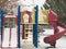 Winter playground equipment,ladder, slides, bars