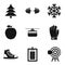 Winter playground icons set, simple style