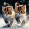 Winter Playmates: Two Tiny Kittens Running in the Snow
