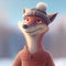 Winter portrait of cute fox animal