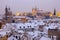 Winter in Prague - city panorama with St. Vitus Cathedral and St