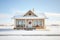 winter prairie, snowcovered house, frosted ribbon windows