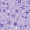 Winter Purple Stars Seamless Vector Pattern, Starry Night Background