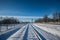 Winter railroad, city landscape