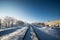 Winter railroad, city landscape