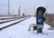 Winter railway signal