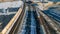 Winter railyard with snow during the day