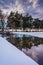 Winter reflections at Kiwanis Lake, in York, Pennsylvania.