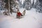 Winter Reindeer sled racing in Ruka in Lapland in Finland
