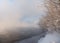 Winter river in fog