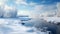 Winter River Hd Wallpaper: Serene Pastoral Scenes In Light Sky-blue And White